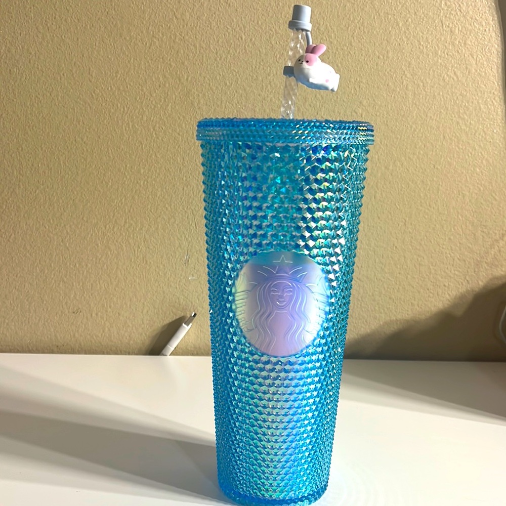 Baby blue studded Starbucks cup